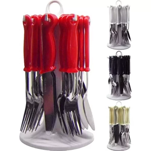 24pc S/S Cutlery Set with Round Stand