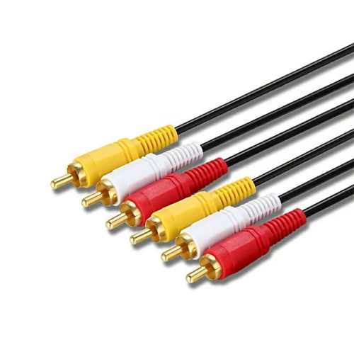 Triple 3x Phono Male To Male Cable Audio Composite Video 3 RCA AV