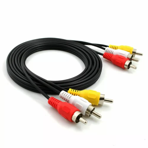 Triple 3x Phono Male To Male Cable Audio Composite Video 3 RCA AV