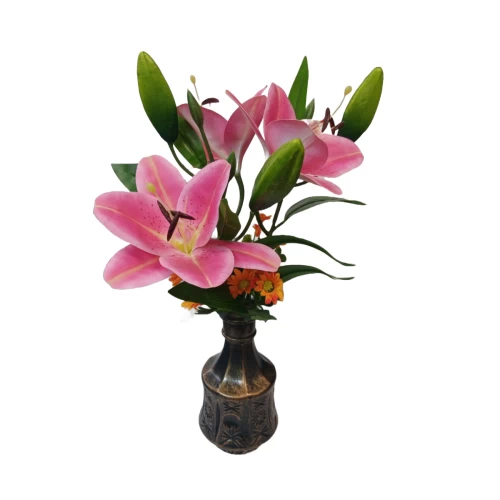 Best Flower Red Lily Artificial Flower with Pot