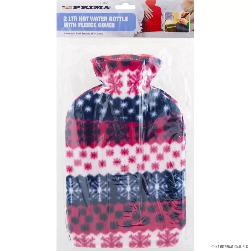 2L Hot Water Bottle with Fleece Cover