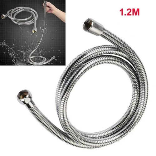 Shower head hose pipe with single lock, flexible stainless steel, chrome for the bathroom - 1.2m.