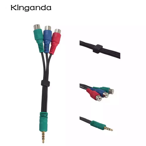 3.5mm Mini AV Plug Male To 3 RCA Female Audio Video Cable Jack Adapter Connector