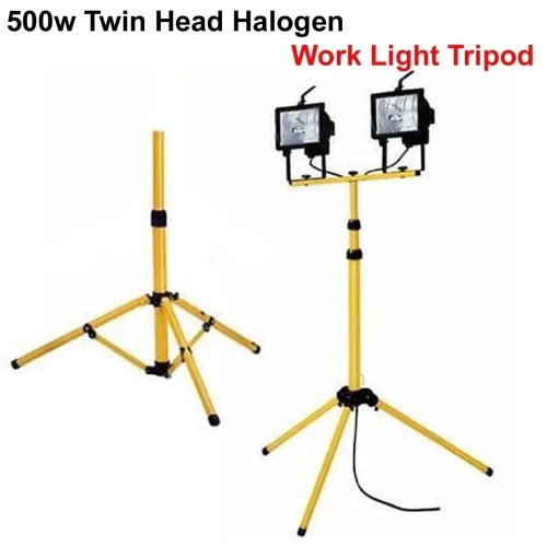 500w Twin Head Halogen Work Light - Tripod