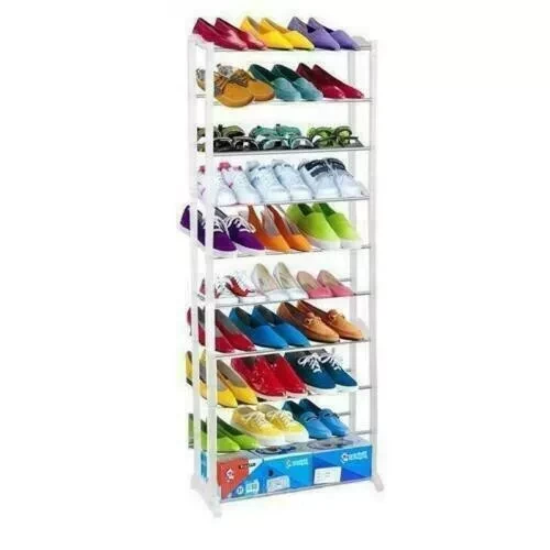 STRONG 10 Tier 40 Pair Shoe Rack Stand Storage Organiser Shelf Free Standing