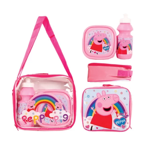 PINK PEPPA PIG KIDS 3PCS LUNCH SET BAG