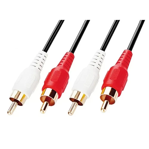 GOLD 2x Phono Plug to 2 RCA Male Red White Audio 2RCA Cable