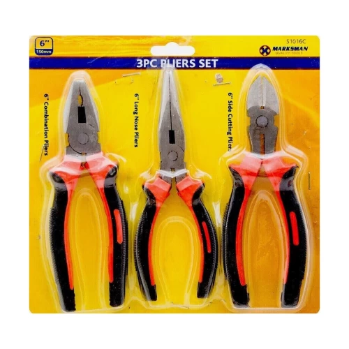 6-inch heavy-duty (150mm) combination long nose side cutter pliers set for DIY - 3 pcs