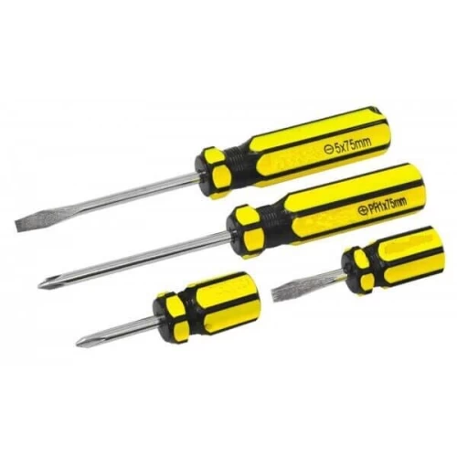 4pc screwdriver magnetic set with quality comfort grip, Phillips and flat slotted tips, for DIY tool