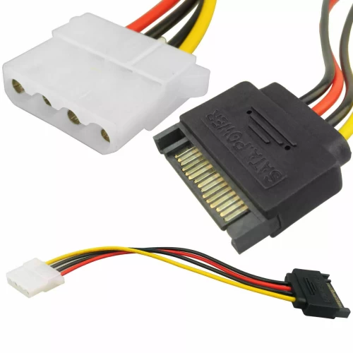 4 Pin Molex to 15 Pin SATA to IDE Power Cable HDD DVD SATA Drives M to F Cord UK