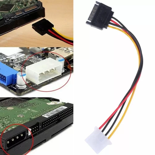 4 Pin Molex to 15 Pin SATA to IDE Power Cable HDD DVD SATA Drives M to F Cord UK