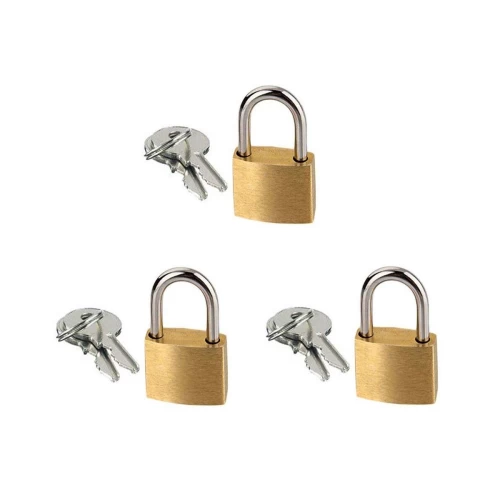 3pc Brass Padlock Set - 20mm