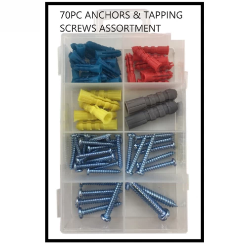 62pc Anchors and Tapping Screws Asst