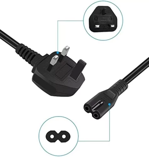 UK Plug Mains Lead TV Power Cable 2 Pin C7