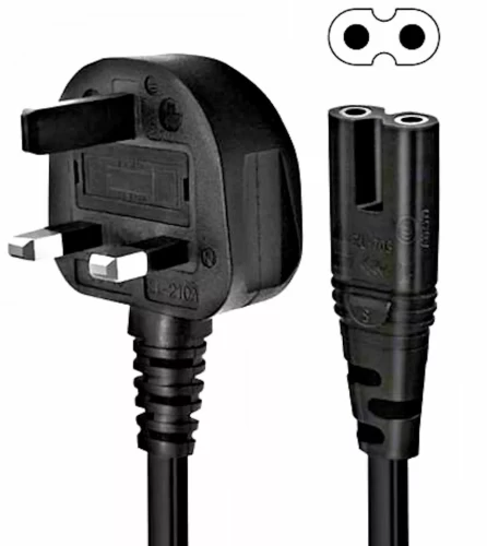 UK Plug Mains Lead TV Power Cable 2 Pin C7