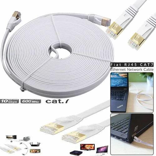 15M RJ45 Cat7 Network LAN Cable Ethernet Patch Flat High Speed Modem Internet