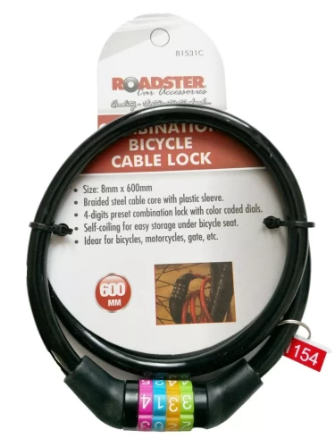 Bicycle Combination Cable Lock - 8 x 600mm