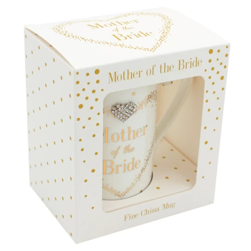 Mad Dots Wedding Mug with Wording and Diamante Heart - Mother of the Bride