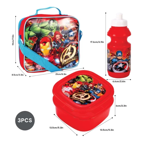 Marvel Avengers Kids Insulated 3 Piece Lunch Bag