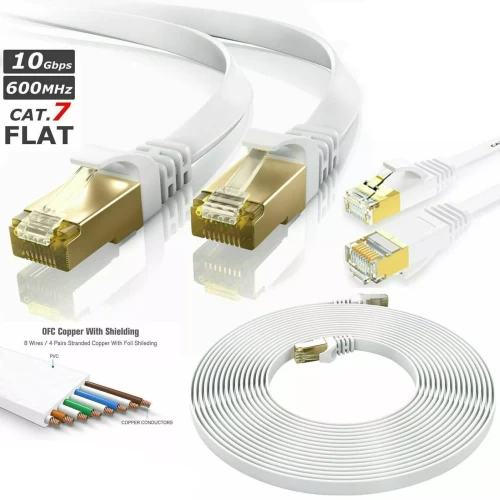 20M RJ45 Cat7 Network LAN Cable Ethernet Patch Flat High Speed Modem Internet