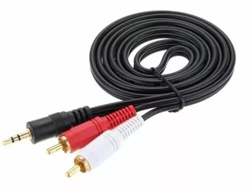 3.5mm to 2 RCA Red White Phono Lead Stereo Jack Male Twin Aux Cable