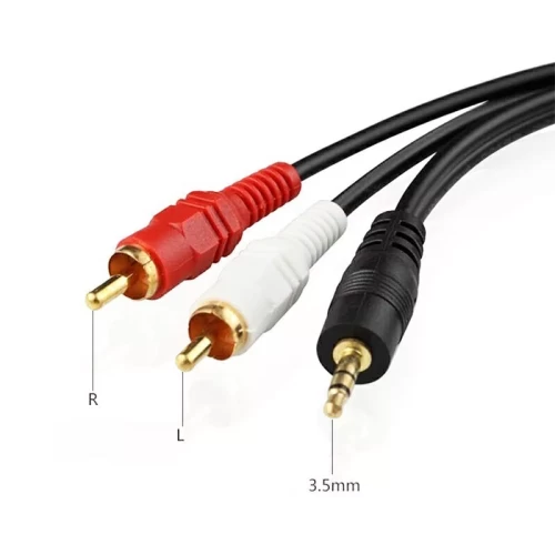 3.5mm to 2 RCA Red White Phono Lead Stereo Jack Male Twin Aux Cable