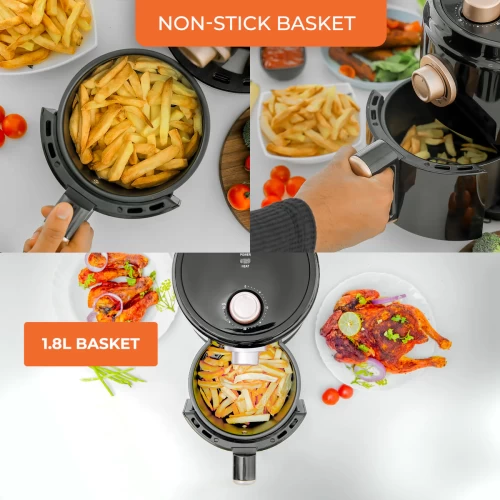 1.8L ROSE GOLD VORTEX MANUAL AIR FRYER