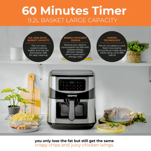 9.2L LARGE DIGITAL INSTANT VORTEX AIR FRYER + RECIPE E-BOOK