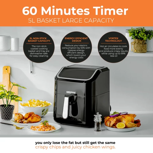 10-IN-1 FAST COOK VORTEX AIR FRYER 5L + AIR FRYER RECIPE E-BOOK