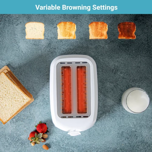 PLASTIC WHITE TWO-SLICE BREAD TOASTER