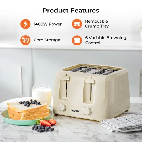 PLASTIC ELECTRIC FOUR SLICE BREAD TOASTER