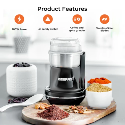 POWERFUL MINI DRY COFFEE AND SPICE GRINDER 200W