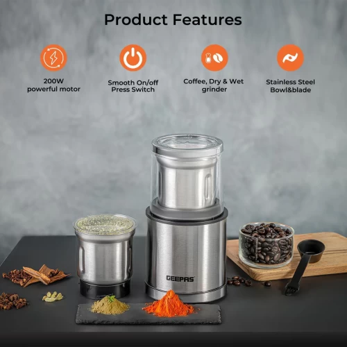 200W MULTIFUNCTIONAL WET & DRY GRINDER AND COFFEE MILL