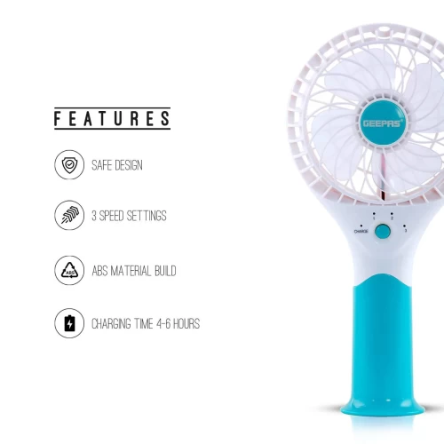 BLUE HANDHELD RECHARGEABLE FAN