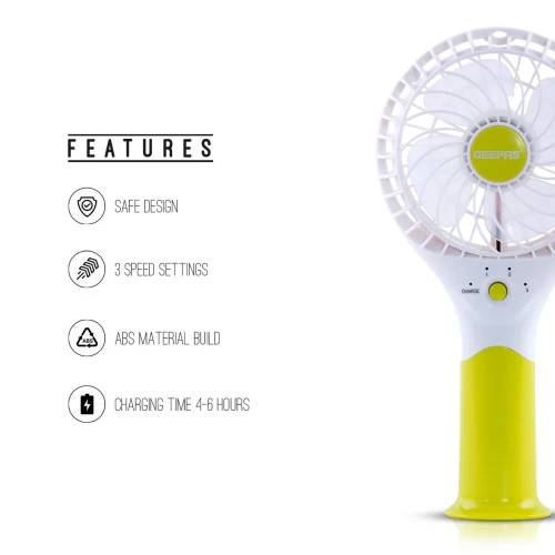 THREE-SPEED RECHARGEABLE HANDHELD FAN GREEN