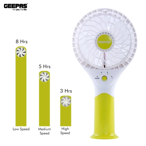 THREE-SPEED RECHARGEABLE HANDHELD FAN GREEN