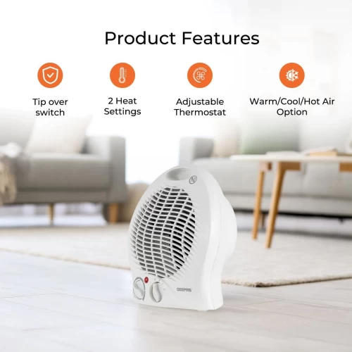 2000W ADJUSTABLE 2-IN-1 FAN HEATER WITH 2 HEAT SETTINGS & COOLING