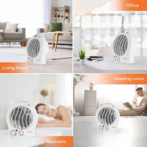 2000W ADJUSTABLE 2-IN-1 FAN HEATER WITH 2 HEAT SETTINGS & COOLING