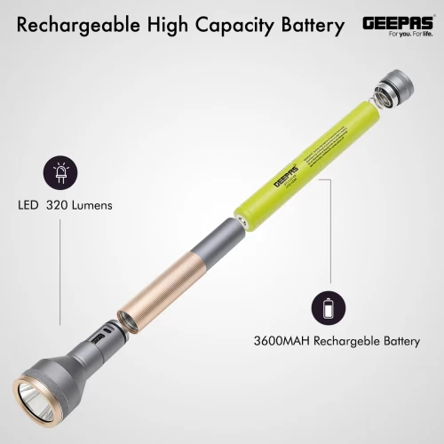 HEAVY-DUTY ROSE GOLD LED FLASHLIGHT WITH POWER BANK