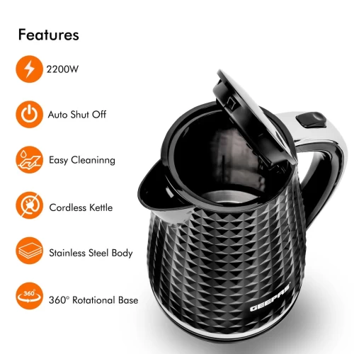 2200W CORDLESS ELECTRIC JUG KETTLE WITH 1.7L CAPACITY