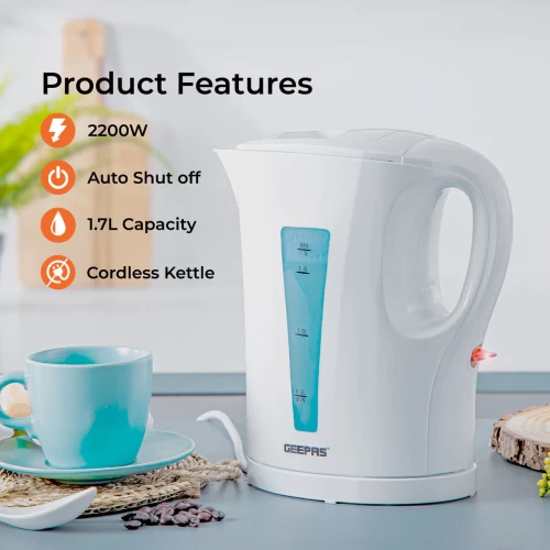 1.7L RAPID-BOIL CORDLESS WHITE ELECTRIC KETTLE