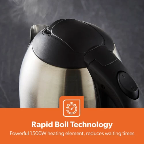 1500W STAINLESS STEEL RAPID BOIL ELECTRIC KETTLE, 1.8L