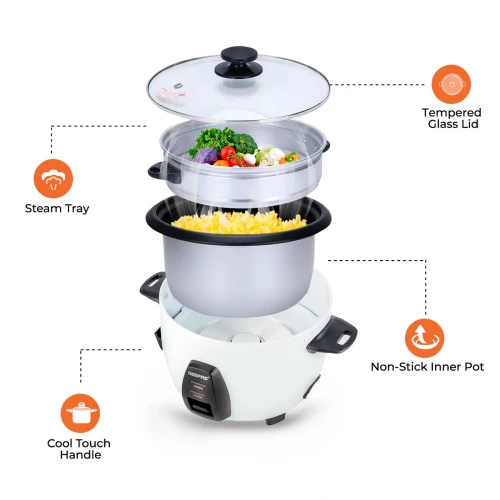 3-IN-1 INSTANT RICE COOKER AND STEAMER 1L