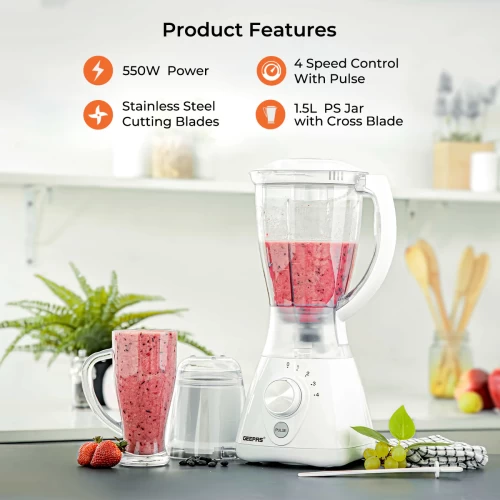 2-IN-1 WHITE PORTABLE FOOD JUG BLENDER & GRINDER 1.5L