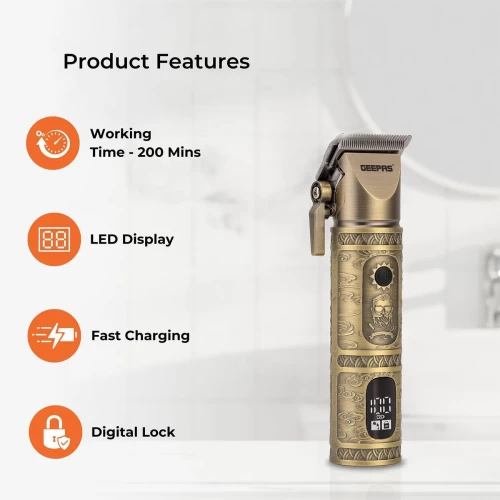 ENGRAVED RECHARGEABLE VINTAGE BEARD TRIMMER WITH LED DISPLAY