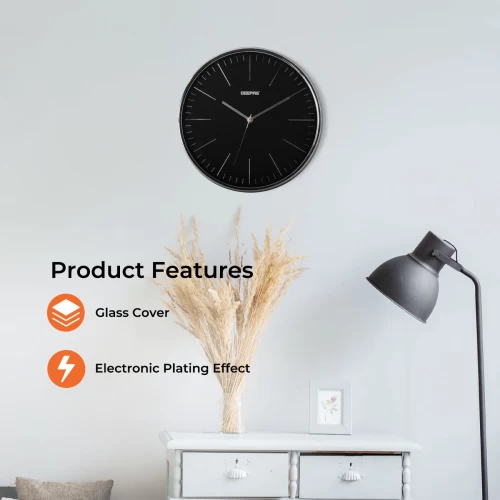 3D NUMBERS BLACK WALL CLOCK WITH GLASS COVER