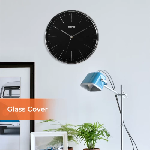 3D NUMBERS BLACK WALL CLOCK WITH GLASS COVER