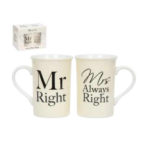 MR & MRS RIGHT MUG SET 2