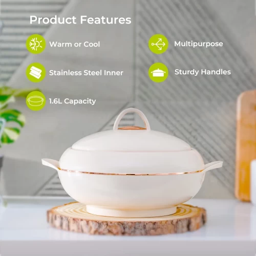 2.5L CASSEROLE DISH HOT POT FOOD WARMER WITH LID