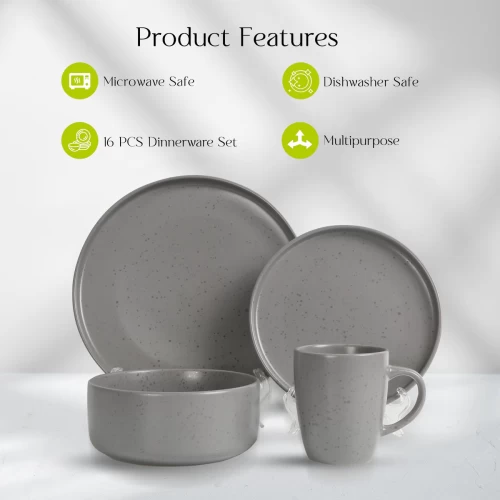 16 PIECE 'NORDIC GREY' STONEWARE DINNERWARE SET